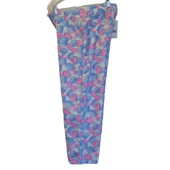 Vineyard Vines Cropped Pants Women’s 2 Linen Blend Pineapple Blue Pink NWT - Picture 8 of 16
